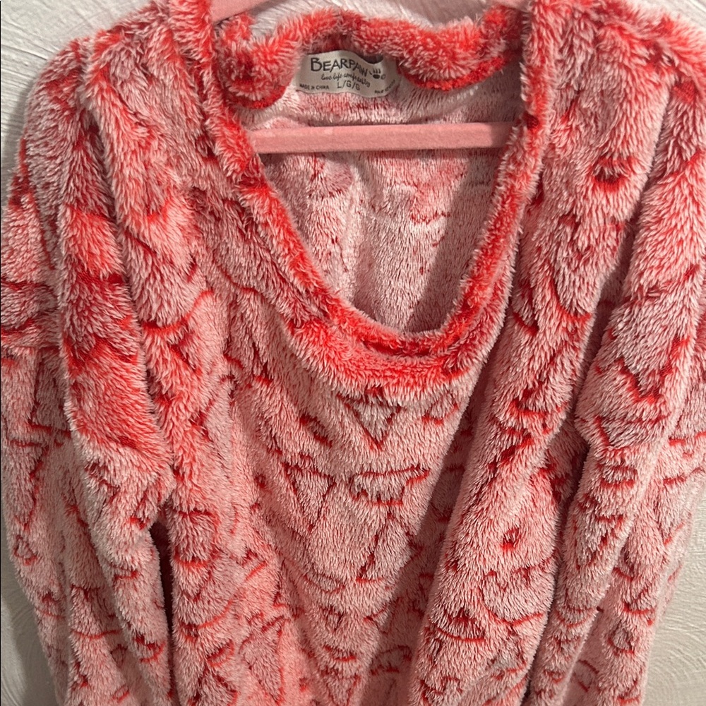 BearPaw Women's Coral and Red Fuzzy Sweater